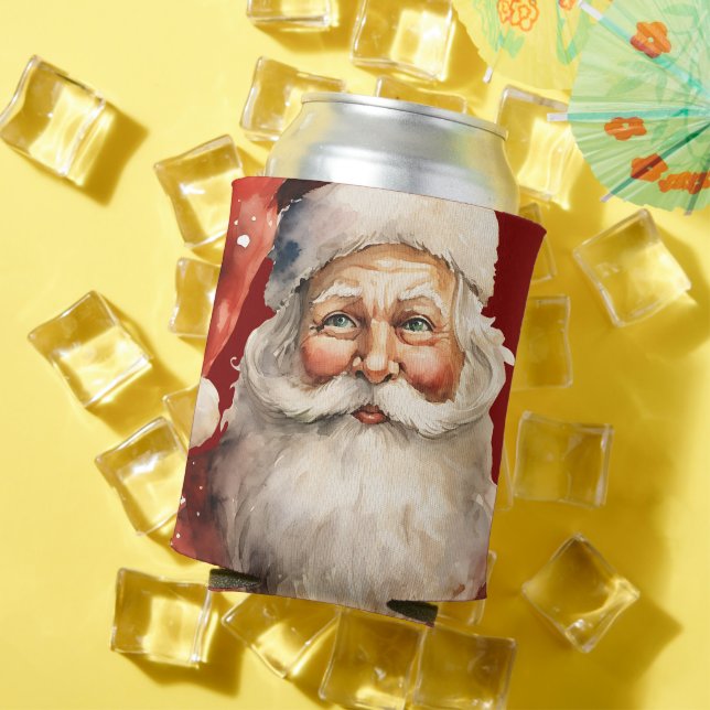 Santa Claus Retro Christmas Can Cooler (In Situ Summer)