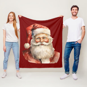 Santa Claus Retro Christmas Fleece Blanket