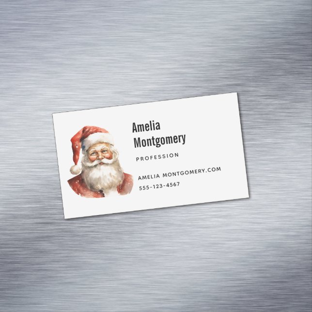 Santa Claus Retro Christmas Magnetic Business Card (In Situ)