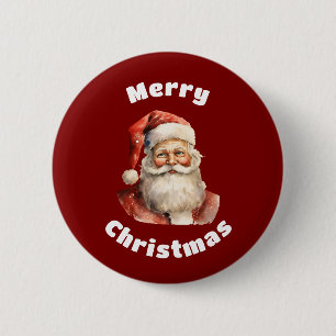 Santa Claus Retro Merry Christmas 6 Cm Round Badge