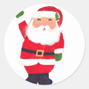 Santa Claus retro vintage jolly funny Christmas  Classic Round Sticker