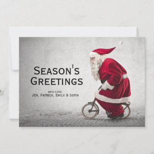 Santa Claus Rides A Bicycle Holiday Card