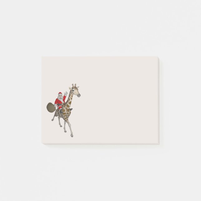 Santa Claus Rides A Lovely Giraffe Post-it Notes (Front)