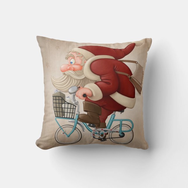 Santa Claus rides the bicycle Cushion (Front)