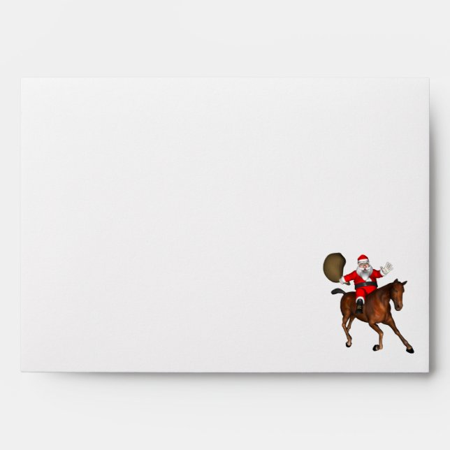 Santa Claus Riding A Brown Horse Envelopes (Front)