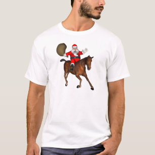 Santa Claus Riding A Brown Horse T-Shirt