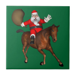 Santa Claus Riding A Brown Horse Tile