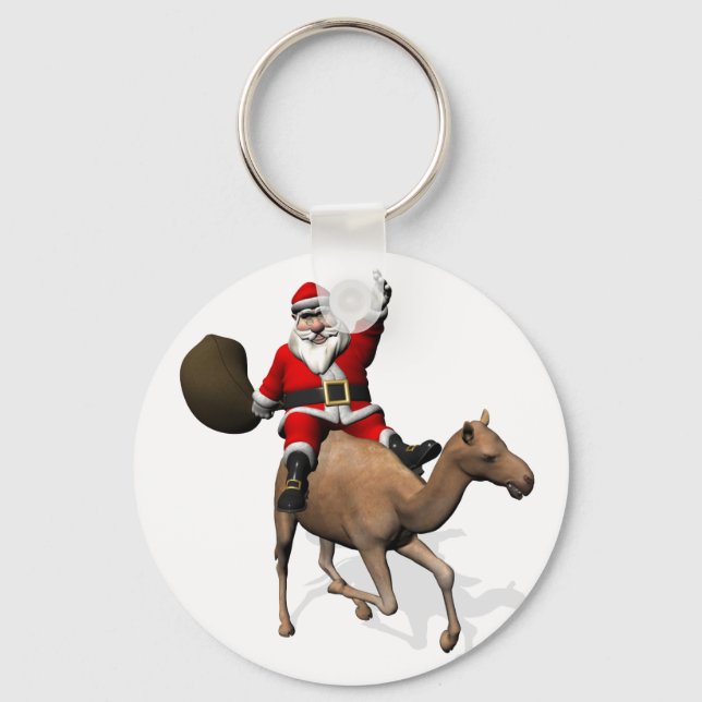 Santa Claus Riding A Camel Key Ring (Front)