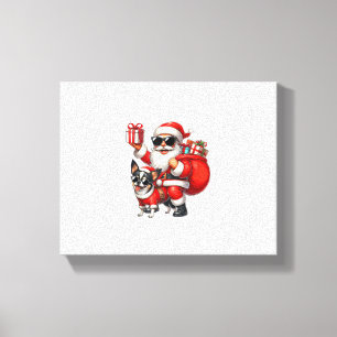 Santa Claus Riding a Chihuahua Dog Christmas Boys Canvas Print