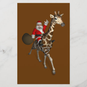 Santa Claus Riding A Giraffe Stationery