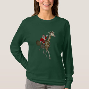 Santa Claus Riding A Giraffe T-Shirt