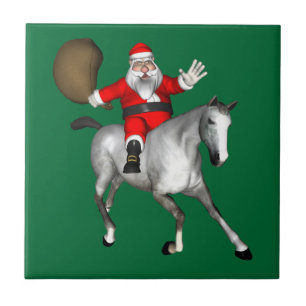 Santa Claus Riding A Grey Horse Tile