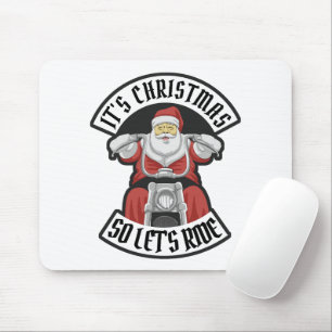 Santa Claus riding a motorcycle Mouse Mat