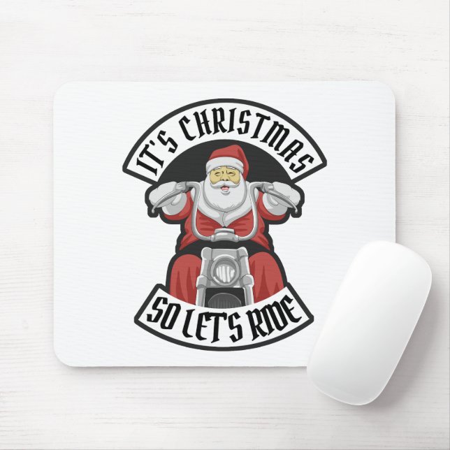 Santa Claus riding a motorcycle Mouse Mat (With Mouse)