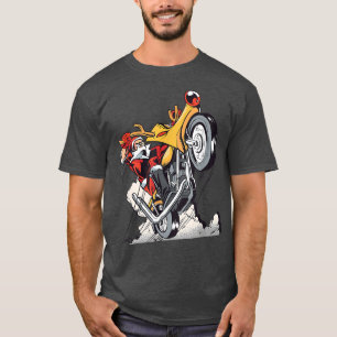 Santa Claus Riding a Reindeer Motorbike Fun Xmas S T-Shirt