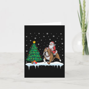Santa Claus Riding American Bulldog Boys Girls Chr Card