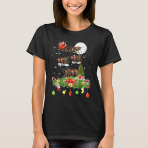 Santa Claus Riding Baboon Reindeer Sleigh Xmas Day T-Shirt