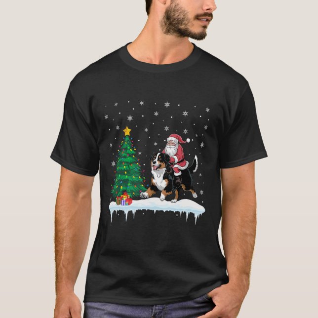 Santa Claus Riding Bernese Mountain Dog Boys Girls T-Shirt (Front)