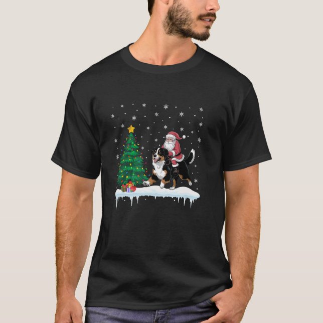 Santa Claus Riding Bernese Mountain Dog Boys Girls T-Shirt (Front)