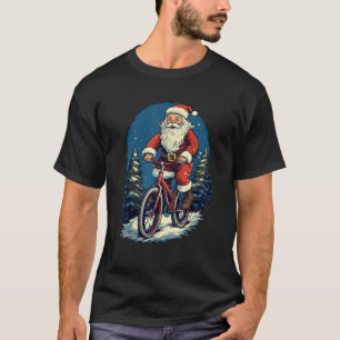 Santa Claus Riding Bicycle Cycling Biker Cyclist X T-Shirt