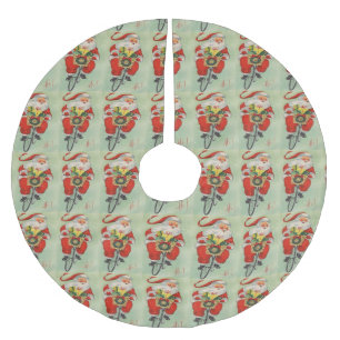 Santa Claus Riding Bike Basket of Presents Brushed Polyester Tree Skirt