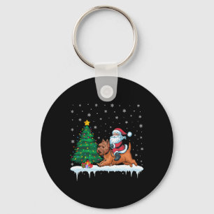 Santa Claus Riding Cairn Terrier Dog Boys Girls Ch Key Ring