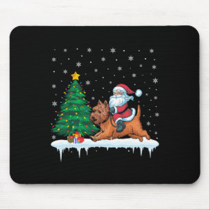 Santa Claus Riding Cairn Terrier Dog Boys Girls Ch Mouse Mat