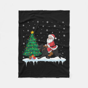 Santa Claus Riding Cane Corso Dog Boys Girls Kids  Fleece Blanket