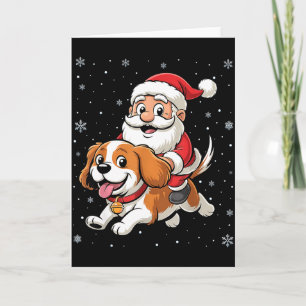 Santa Claus Riding Cavalier King Charles Spaniel D Card