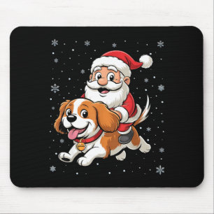 Santa Claus Riding Cavalier King Charles Spaniel D Mouse Mat