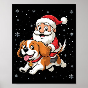 Santa Claus Riding Cavalier King Charles Spaniel D Poster