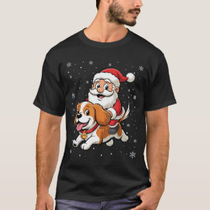 Santa Claus Riding Cavalier King Charles Spaniel D T-Shirt
