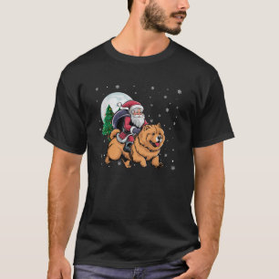 Santa Claus Riding Chow Chow Dog Funny Christmas T T-Shirt