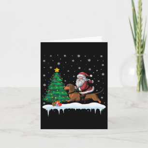 Santa Claus Riding Dachshund Dog Boys Girls Kids C Card