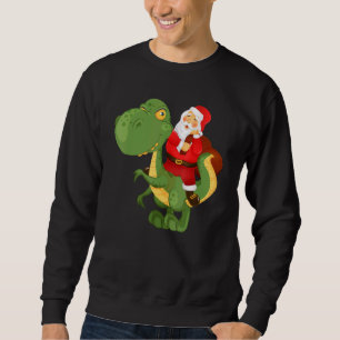 Santa Claus Riding Dinosaur Christmas Pajama Kids Sweatshirt