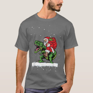 Santa Claus Riding Dinosaur T re Christmas Snow  T-Shirt
