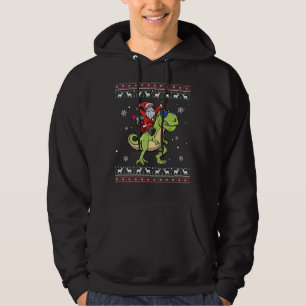 Santa Claus Riding Dinosaur T Rex Christmas Ugly X Hoodie