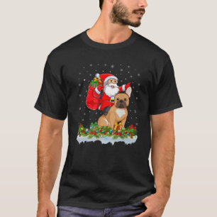Santa Claus Riding French Bulldog Christmas T-Shirt