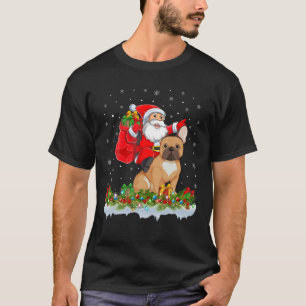 Santa Claus Riding French Bulldog Christmas T-Shirt