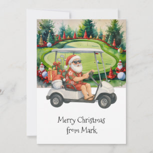Santa Claus riding golf cart Christmas Holiday