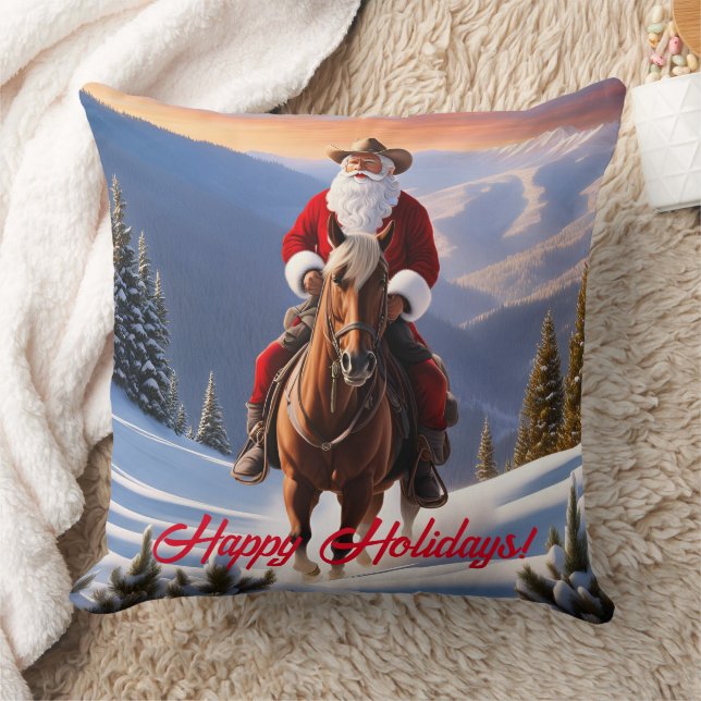 Santa Claus Riding Horse Christmas Cushion (Blanket)