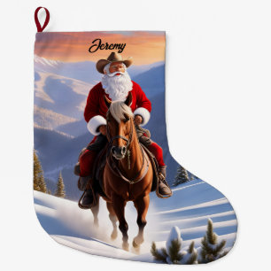 Santa Claus Riding Horse Christmas Large Christmas Stocking