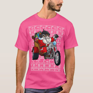 Santa Claus Riding Motorcycle Ugly Christmas Sweat T-Shirt