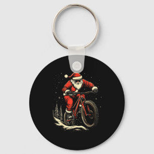 Santa Claus Riding Mountain Bike Christmas Funny M Key Ring