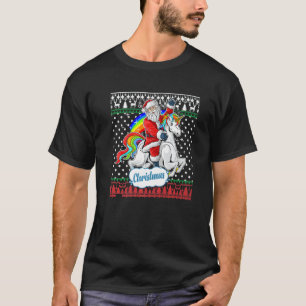 Santa Claus Riding On A Unicorn Ugly Christmas Swe T-Shirt