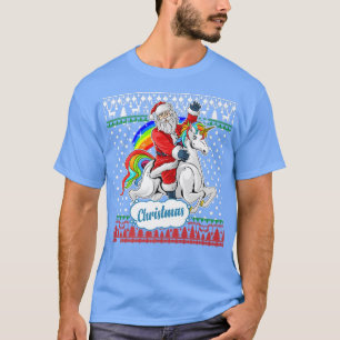 Santa Claus Riding On A Unicorn Ugly Christmas Swe T-Shirt