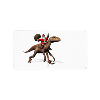 Santa Claus Riding On Deinonychus Label