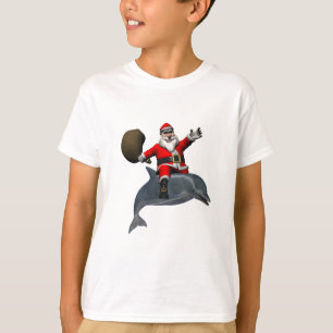 Santa Claus Riding On Dolphin T-Shirt