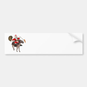 Santa Claus Riding On Donkey Bumper Sticker