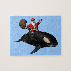Santa Claus Riding On Orca Jigsaw Puzzle
